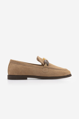 Kadın Loafer Taşlı Günlük Ayakkabı Meniva - Camel Süet