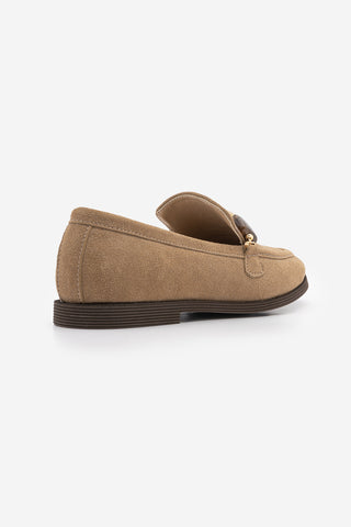 Kadın Loafer Taşlı Günlük Ayakkabı Meniva - Camel Süet