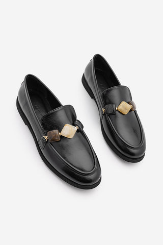 Kadın Loafer Taşlı Günlük Ayakkabı Meniva - Siyah
