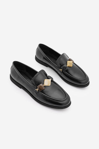 Kadın Loafer Taşlı Günlük Ayakkabı Meniva - Siyah