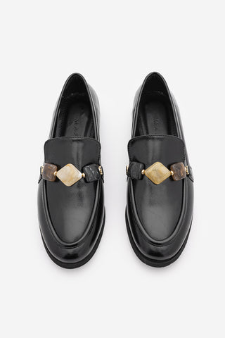 Kadın Loafer Taşlı Günlük Ayakkabı Meniva - Siyah