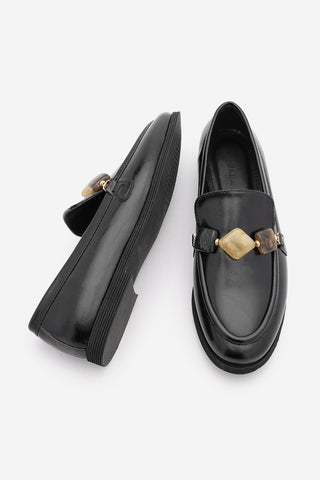 Kadın Loafer Taşlı Günlük Ayakkabı Meniva - Siyah