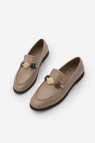 Kadın Loafer Taşlı Günlük Ayakkabı Meniva - Vizon