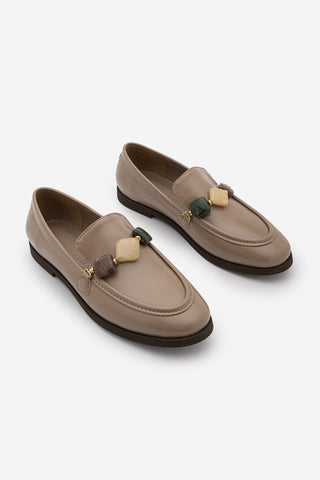 Kadın Loafer Taşlı Günlük Ayakkabı Meniva - Vizon