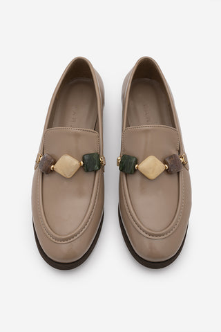 Kadın Loafer Taşlı Günlük Ayakkabı Meniva - Vizon