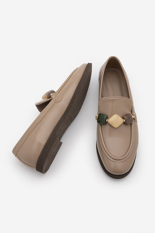 Kadın Loafer Taşlı Günlük Ayakkabı Meniva - Vizon