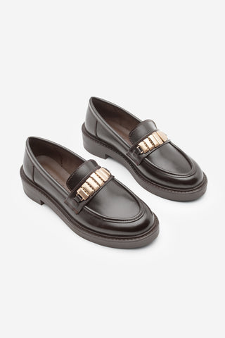 Kadın Loafer Tokalı Günlük Ayakkabı Vilyum - Kahve