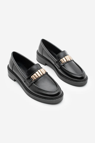 Kadın Loafer Tokalı Günlük Ayakkabı Vilyum - Siyah