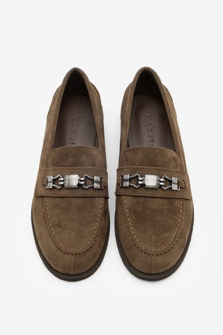 Kadın Loafer Tokalı Günlük Ayakkabı Zamira - Kahve Süet