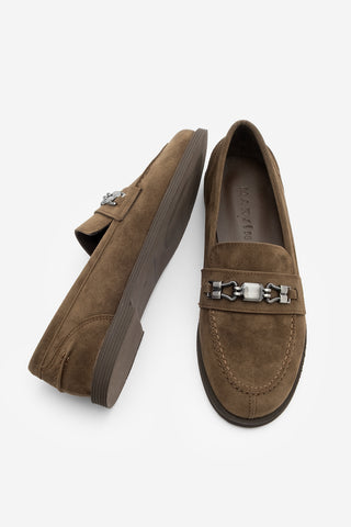 Kadın Loafer Tokalı Günlük Ayakkabı Zamira - Kahve Süet