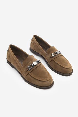 Kadın Loafer Tokalı Günlük Ayakkabı Zamira - Taba Süet