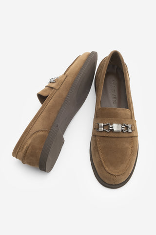 Kadın Loafer Tokalı Günlük Ayakkabı Zamira - Taba Süet