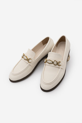 Kadın Loafer Taşlı Günlük Ayakkabı Savira - Ekru