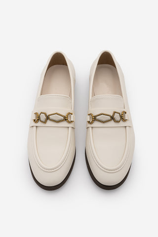 Kadın Loafer Taşlı Günlük Ayakkabı Savira - Ekru