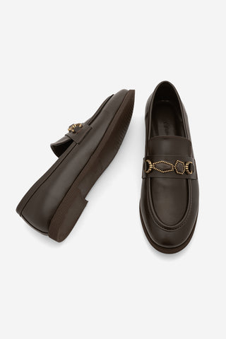 Kadın Loafer Taşlı Günlük Ayakkabı Savira - Kahve