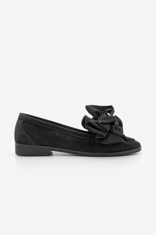 Kadın Loafer Fiyonklu Günlük Ayakkabı Arvus - Siyah Süet