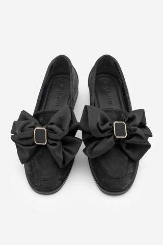 Kadın Loafer Fiyonklu Günlük Ayakkabı Arvus - Siyah Süet