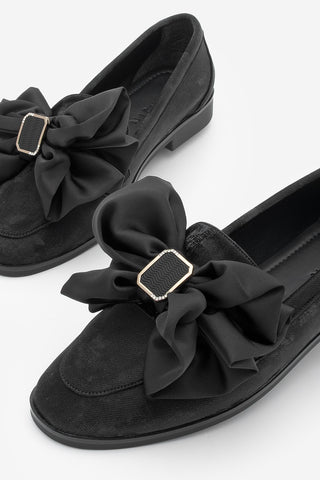 Kadın Loafer Fiyonklu Günlük Ayakkabı Arvus - Siyah Süet