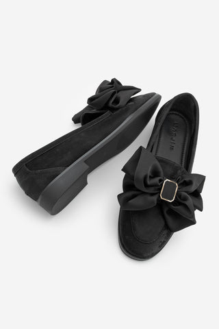 Kadın Loafer Fiyonklu Günlük Ayakkabı Arvus - Siyah Süet