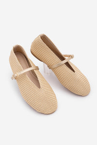 Kadın Mary Jane El Örgüsü Bantlı Günlük Lovesa- Bej