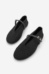 Kadın Mary Jane El Örgüsü Bantlı Günlük Lovesa- Siyah