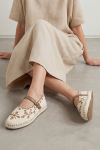 Kadın Nakışlı Bantlı Jüt Espadril Babet Forven - Ekru Keten