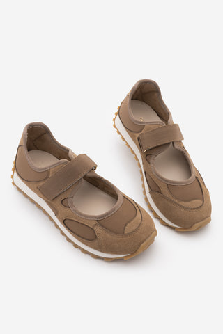 Kadın Mary Jane Bantlı Günlük Spor Babet Sneaker Yotina - Camel Süet