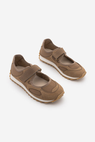 Kadın Mary Jane Bantlı Günlük Spor Babet Sneaker Yotina - Camel Süet