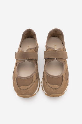 Kadın Mary Jane Bantlı Günlük Spor Babet Sneaker Yotina - Camel Süet