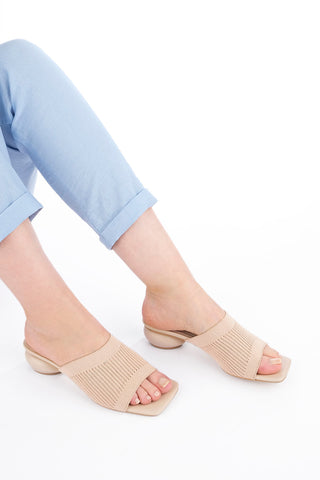 Kadın Triko Topuklu Terlik Naler - Bej