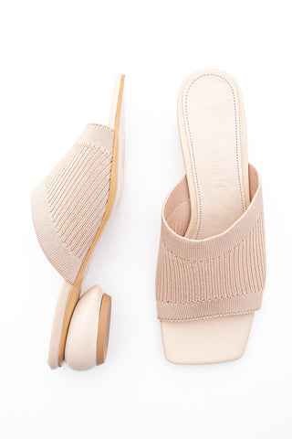 Kadın Triko Topuklu Terlik Naler - Bej