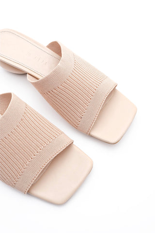 Kadın Triko Topuklu Terlik Naler - Bej