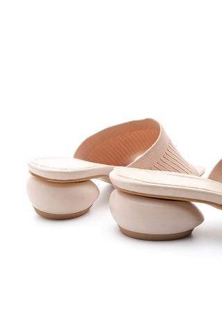 Kadın Triko Topuklu Terlik Naler - Bej