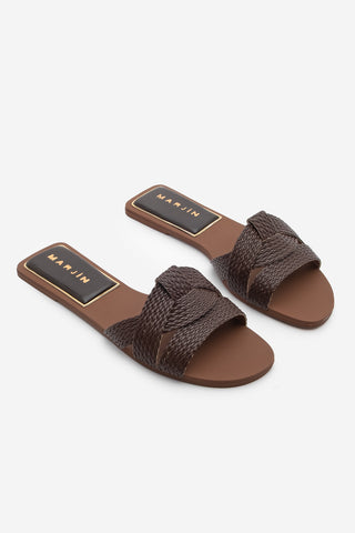 Kadın Örgülü Günlük Terlik Solet - Kahve