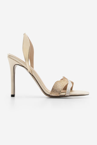 Kadın Taşlı Topuklu Sandalet Soves - Altın