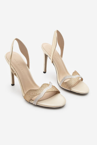 Kadın Taşlı Topuklu Sandalet Soves - Altın