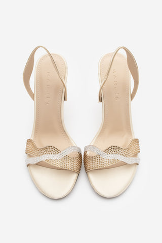Kadın Taşlı Topuklu Sandalet Soves - Altın