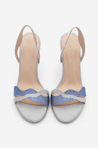 Kadın Taşlı Topuklu Sandalet Soves - Gümüş