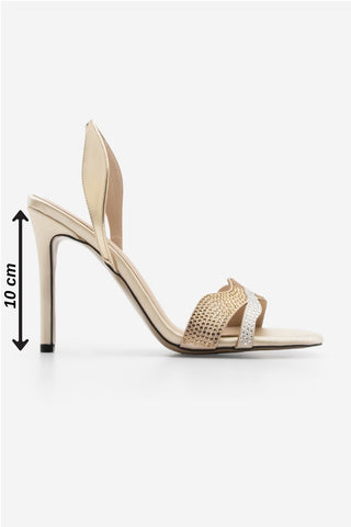 Kadın Taşlı Topuklu Sandalet Soves - Altın
