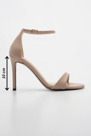 Kadın Bantlı Topuklu Sandalet Torhen - Bej