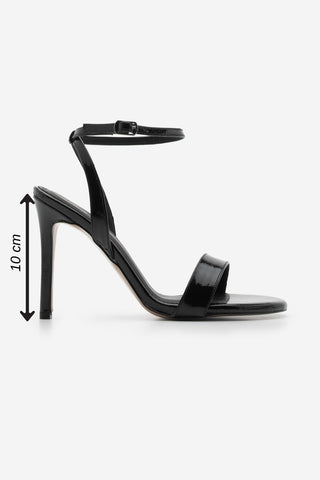 Kadın Bantlı Topuklu Sandalet Fertis - Siyah Rugan