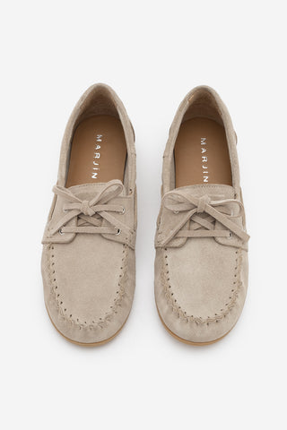 Kadın Hakiki Deri Büzgülü Loafer Günlük Ayakkabı Rudez - Bej Süet