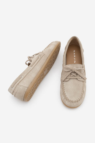 Kadın Hakiki Deri Büzgülü Loafer Günlük Ayakkabı Rudez - Bej Süet