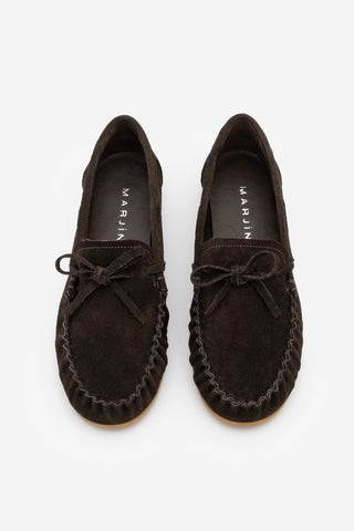 Kadın Hakiki Deri Büzgülü Loafer Günlük Ayakkabı Tavon - Kahve Süet