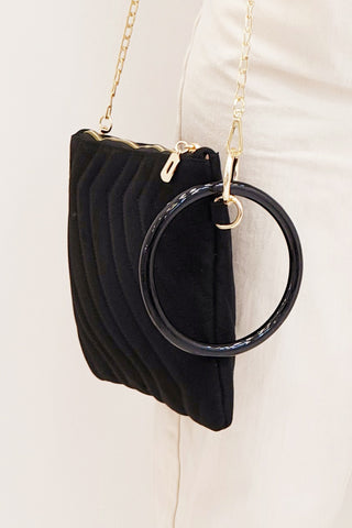 Kadın Portföy&Clutch Çanta Yanga - Siyah Süet