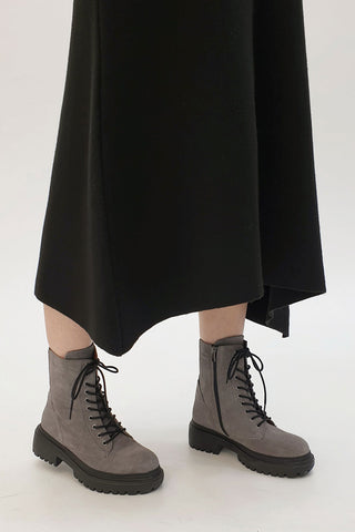 Kadın Hakiki Deri Postal Bot Poventa - Gri Süet