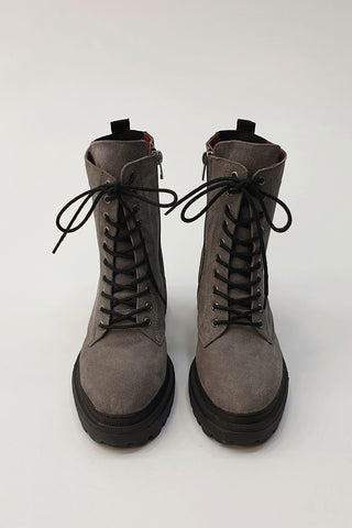 Kadın Hakiki Deri Postal Bot Poventa - Gri Süet