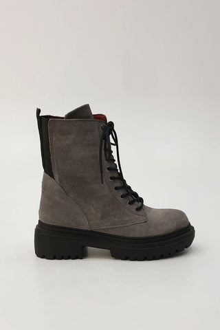 Kadın Hakiki Deri Postal Bot Poventa - Gri Süet
