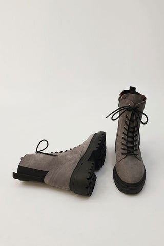 Kadın Hakiki Deri Postal Bot Poventa - Gri Süet