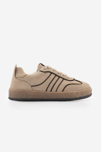 Kadın Retro Sneaker Süet Görünümlü Bağcıklı Günlük Spor Ayakkabı Veyran - Bej Süet